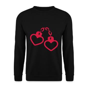 Handschelle Herz - Unisex Pullover - Schwarz - Vorne - Alina (178cm) & Michal (187cm)