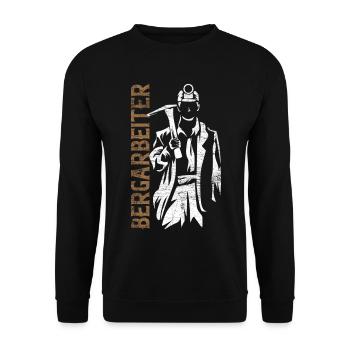 Kräftiger Bergmann Untertagebau - Unisex Pullover - Schwarz - Vorne - Alina (178cm) & Michal (187cm)