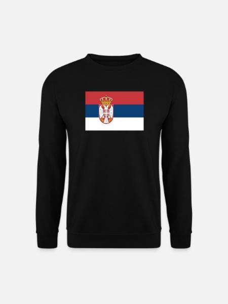 Serbien – Flagge mit Wappen und Krone - Unisex Pullover - Schwarz