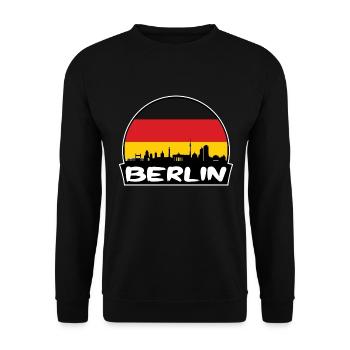 Berlin Deutschland Flagge Skyline Silhouette Reisen - Unisex Pullover - Schwarz - Vorne - Alina (178cm) & Michal (187cm)