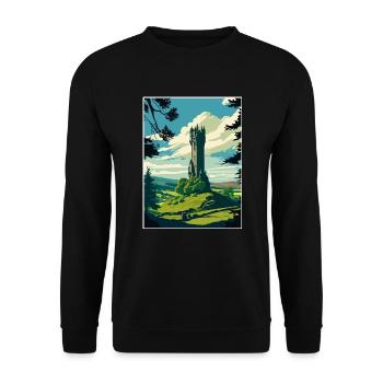 Wallace Monument Schottland Vintage Reiseposter - Unisex Pullover - Schwarz - Vorne - Alina (178cm) & Michal (187cm)