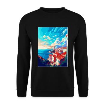 Pula Kroatien Vintage Reiseposter WPA Souvenir - Unisex Pullover - Schwarz - Vorne - Alina (178cm) & Michal (187cm)