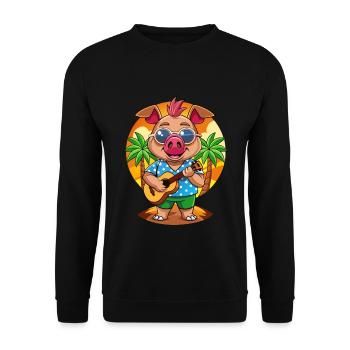 Drôle de cochon d’été plage lunettes de soleil hawaïenne - Sweat-shirt Unisexe - noir - Devant - Alina (178cm) & Michal (187cm)