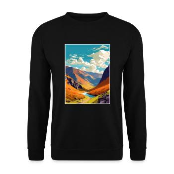 Helvellyn Cumbria Vintage Reiseposter Souvenir - Unisex Pullover - Schwarz - Vorne - Alina (178cm) & Michal (187cm)