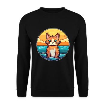 Katze Aquarell Karikatur Kawaii Clipart Tier - Unisex Pullover - Schwarz - Vorne - Alina (178cm) & Michal (187cm)