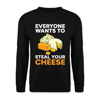Jeder will deinen Käse klauen Cheesy Lover - Unisex Pullover - Schwarz - Vorne - Alina (178cm) & Michal (187cm)