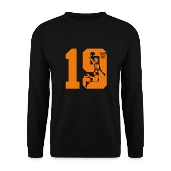 NUMMER 19 BASKETBALL 19. GEBURTSTAG - Unisex Pullover - Schwarz - Vorne - Alina (178cm) & Michal (187cm)