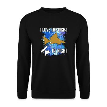 Waller Welssilhouette Angelrute und Farbkleckse - Unisex Pullover - Schwarz - Vorne - Alina (178cm) & Michal (187cm)