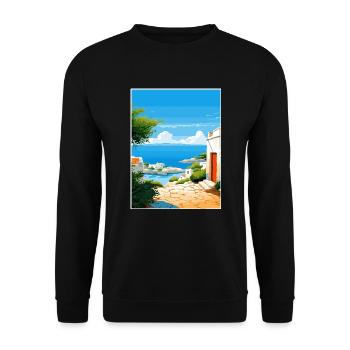 Apulien Italien Vintage Reiseposter WPA Souvenir - Unisex Pullover - Schwarz - Vorne - Alina (178cm) & Michal (187cm)