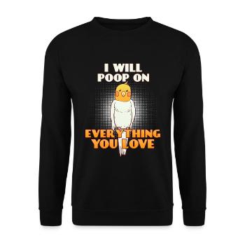 Nymphensittich Lustig Spruch Vogel - Unisex Pullover - Schwarz - Vorne - Alina (178cm) & Michal (187cm)