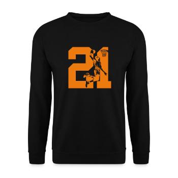 NUMMER 21 BASKETBALL 21. GEBURTSTAG - Unisex Pullover - Schwarz - Vorne - Alina (178cm) & Michal (187cm)
