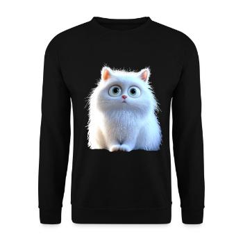 Angora Katze Weiße Angorakatze Süße Angora Katzen - Unisex Pullover - Schwarz - Vorne - Alina (178cm) & Michal (187cm)