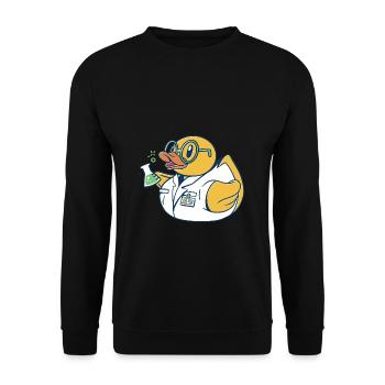 Badeente Wissenschaftler - Unisex Pullover - Schwarz - Vorne - Alina (178cm) & Michal (187cm)