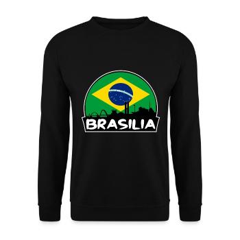 Brasilia Brasilien Flagge Skyline Silhouette Reisen - Unisex Pullover - Schwarz - Vorne - Alina (178cm) & Michal (187cm)