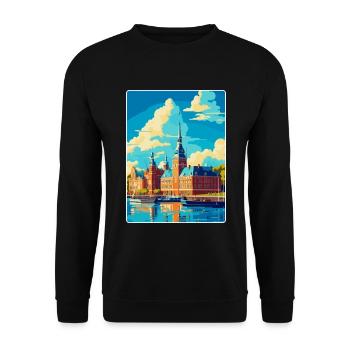 Helsingborg Sweden Vintage Travel Poster Souvenir - Unisex Sweatshirt - black - Front - Alina (178cm) & Michal (187cm)