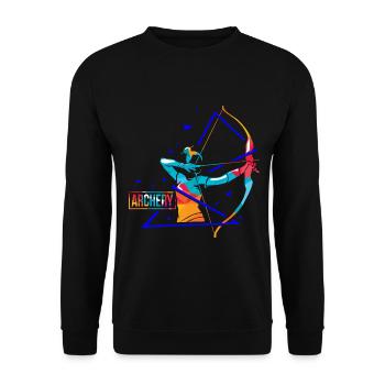 Präziser Bogensport Turniertag - Unisex Pullover - Schwarz - Vorne - Alina (178cm) & Michal (187cm)