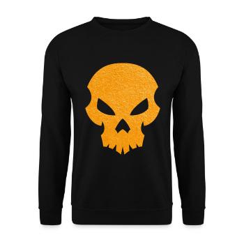 Oranger Totenkopf Silhouette mit Textur - Unisex Pullover - Schwarz - Vorne - Alina (178cm) & Michal (187cm)
