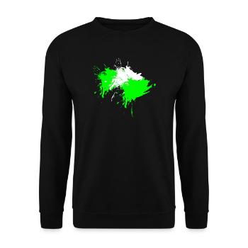 Klecks Fleck Flecke Weiß Hellgrün Vektor Design - Unisex Pullover - Schwarz - Vorne - Alina (178cm) & Michal (187cm)