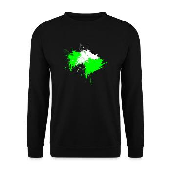 Klecks Fleck Flecke Weiß Hellgrün Vektor Design - Unisex Pullover - Schwarz - Vorne - Alina (178cm) & Michal (187cm)