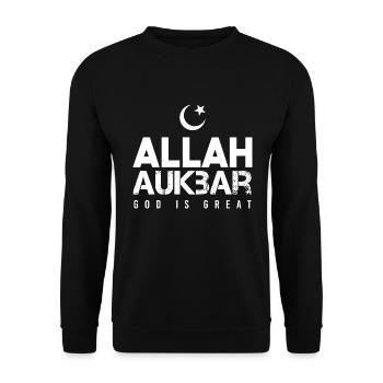 Allah Spruch - Unisex Pullover - Schwarz - Vorne - Alina (178cm) & Michal (187cm)