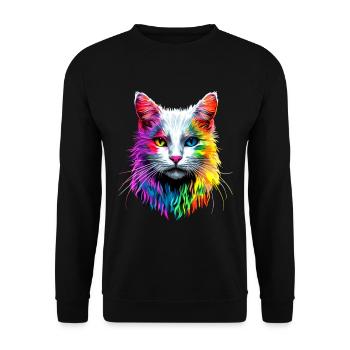 Angora Katze Weiße Angorakatze Süße Angora Katzen - Unisex Pullover - Schwarz - Vorne - Alina (178cm) & Michal (187cm)