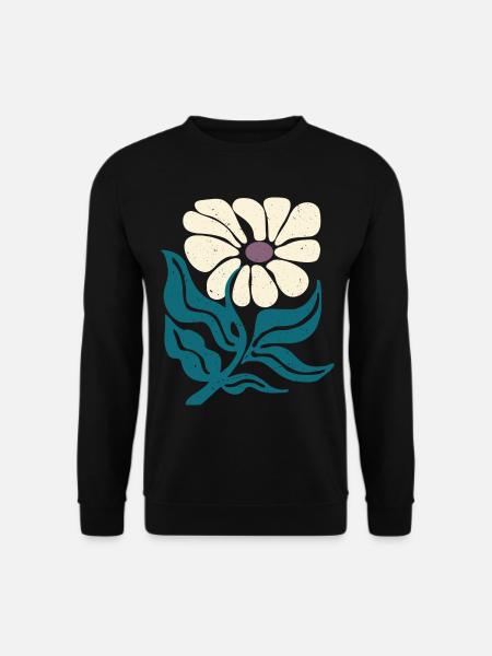 Retro-Blume - Unisex Pullover - Schwarz