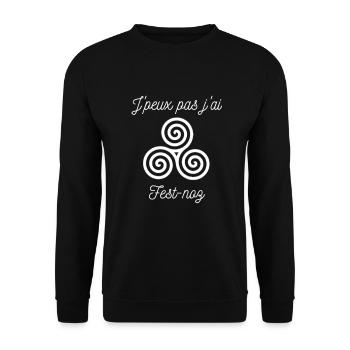 Ich kann kein Fest-Noz haben - Unisex Pullover - Schwarz - Vorne - Alina (178cm) & Michal (187cm)
