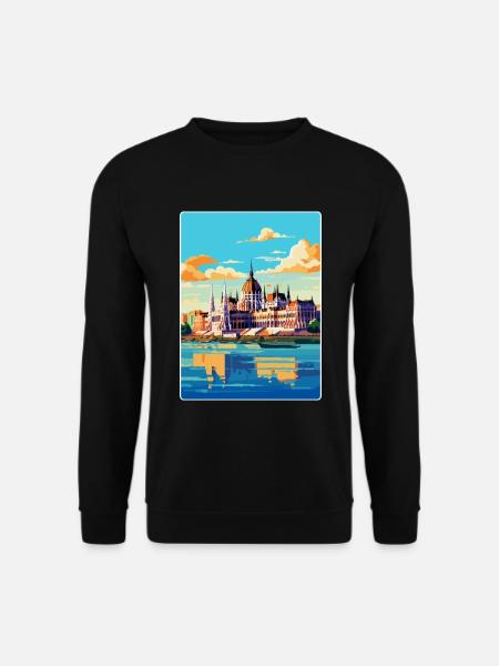 Budapest Ungarn Vintage Reiseplakat Souvenir - Unisex Pullover - Schwarz