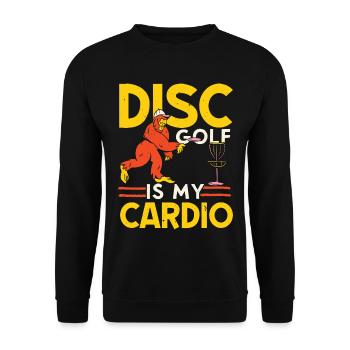Scheibengolf ist mein Kardiotraining Freizeit-Werf - Unisex Pullover - Schwarz - Vorne - Alina (178cm) & Michal (187cm)