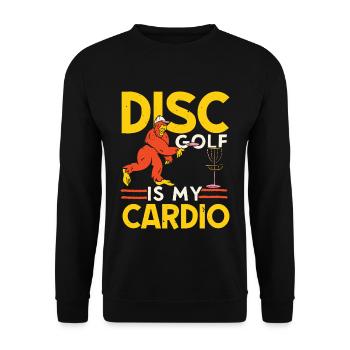 Scheibengolf ist mein Kardiotraining Freizeit-Werf - Unisex Pullover - Schwarz - Vorne - Alina (178cm) & Michal (187cm)