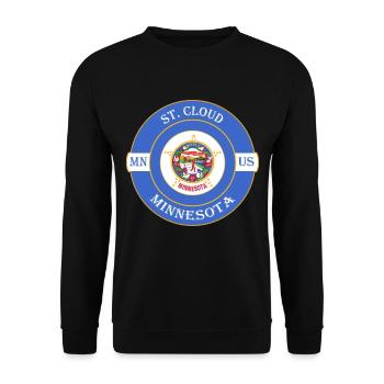 St. Cloud Minnesota Flagge USA Reise Souvenir Abzeichen - Unisex Pullover - Schwarz - Vorne - Alina (178cm) & Michal (187cm)