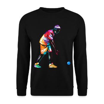 Treffsicherer Boccia Rollstuhlsportler - Unisex Pullover - Schwarz - Vorne - Alina (178cm) & Michal (187cm)