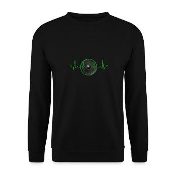 Neon-Herzschlag Lautsprecher-Design - Unisex Pullover - Schwarz - Vorne - Alina (178cm) & Michal (187cm)