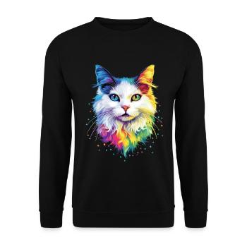 Angora Katze Weiße Angorakatze Süße Angora Katzen - Unisex Pullover - Schwarz - Vorne - Alina (178cm) & Michal (187cm)