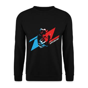 Farbintensiver Acrylmaler Pinselstrich - Unisex Pullover - Schwarz - Vorne - Alina (178cm) & Michal (187cm)