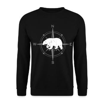 Kompass mit Eisbär | Nordland - Unisex Pullover - Schwarz - Vorne - Alina (178cm) & Michal (187cm)