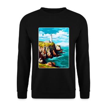 South Stack Cliffs Anglesey Vintage Reiseposter - Unisex Pullover - Schwarz - Vorne - Alina (178cm) & Michal (187cm)