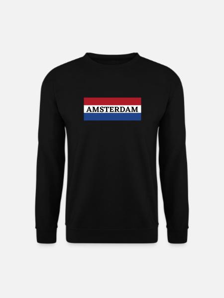 Amsterdam Stadt in niederländischer Flagge - Unisex Pullover - Schwarz