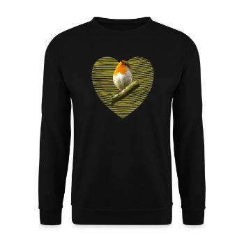 Rotkehlchen Vogel - Unisex Pullover - Schwarz - Vorne - Alina (178cm) & Michal (187cm)