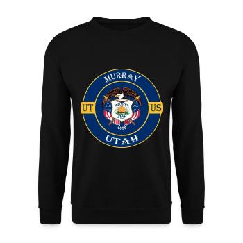 Murray Utah Flagge USA Reise Souvenir Abzeichen - Unisex Pullover - Schwarz - Vorne - Alina (178cm) & Michal (187cm)