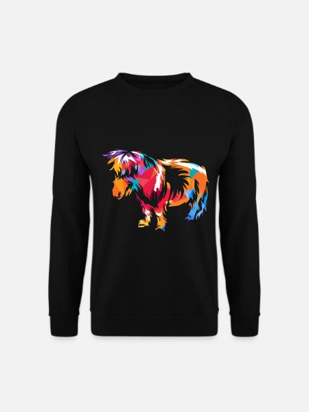 Munteres Shetlandpony Reitbegleiter - Unisex Pullover - Schwarz