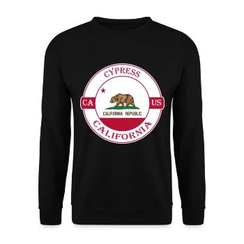 Zypresse Kalifornien Flagge USA Reise Souvenir Abzeichen - Unisex Pullover - Schwarz - Vorne - Alina (178cm) & Michal (187cm)