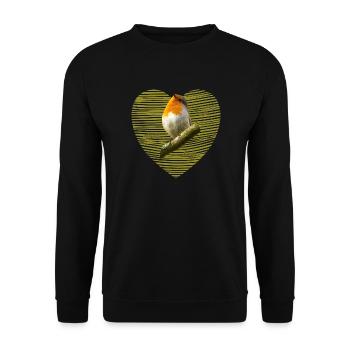 Rotkehlchen Singvogel - Unisex Pullover - Schwarz - Vorne - Alina (178cm) & Michal (187cm)