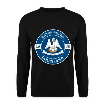 Baton Rouge Louisiana Flagge USA Souvenir Abzeichen - Unisex Pullover - Schwarz - Vorne - Alina (178cm) & Michal (187cm)