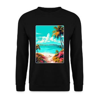 Turks Caicos Islands Caribbean Travel Poster WPA - Unisex Sweatshirt - black - Front - Alina (178cm) & Michal (187cm)