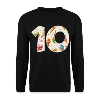 EISCREME NUMMER 10 JAHRE EIS 10. GEBURTSTAG - Unisex Pullover - Schwarz - Vorne - Alina (178cm) & Michal (187cm)