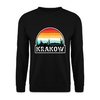 Krakau Polen Flagge Skyline Reisesouvenir - Unisex Pullover - Schwarz - Vorne - Alina (178cm) & Michal (187cm)