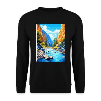 Samaria Schlucht Griechenland Vintage Reise Poster WPA Kunst - Unisex Pullover - Schwarz - Vorne - Alina (178cm) & Michal (187cm)