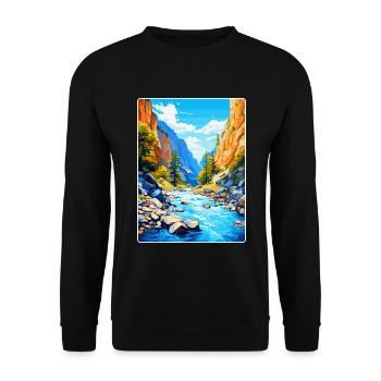 Samaria Schlucht Griechenland Vintage Reise Poster WPA Kunst - Unisex Pullover - Schwarz - Vorne - Alina (178cm) & Michal (187cm)