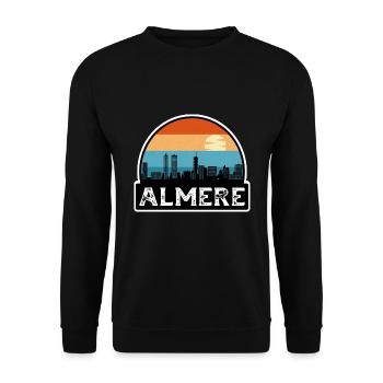 Almere Niederlande Flagge Skyline Reisesouvenir - Unisex Pullover - Schwarz - Vorne - Alina (178cm) & Michal (187cm)